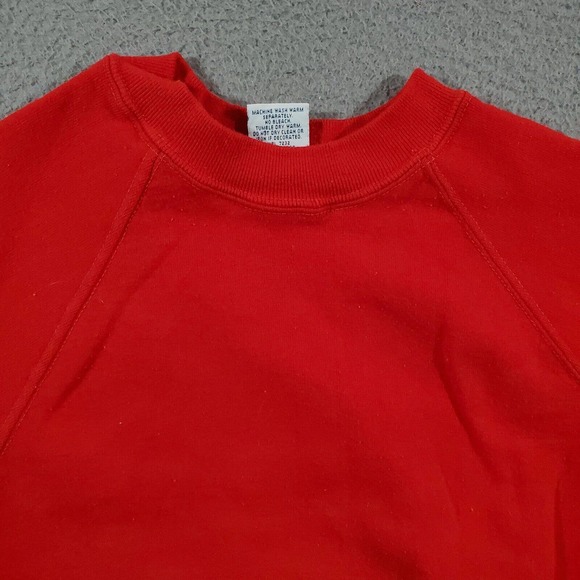 Vintage Dickies Sweatshirt Boys Small Red Solid Crew Neck Pullover Made USA - Picture 3 of 10